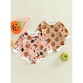 thumbnail image 7 of Newborn Baby Girl Halloween Outfit Pumpkin Ghost Sweatshirt Romper Oversized Bubble Bodysuit Infant Baby First Halloween Cute Clothes, 7 of 7