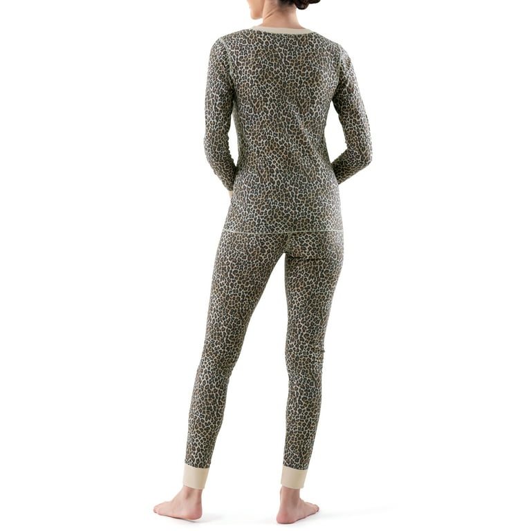 Fruit of the Loom Women's and Women's Plus Long Underwear 2-Piece Waffle  Top and Bottom Thermal Set, Prints 