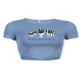 thumbnail image 3 of Femmes Été Manches Courtes Vache Lettre Impression Slim Fit Exposé Nombril T-Shirt Tops, 3 of 6