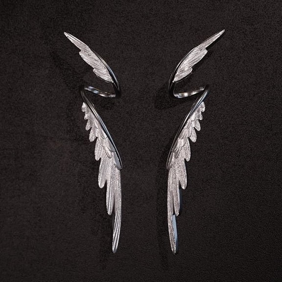 Sdmnsg-T Long Angel Feather Wing Earrings Drop Dangle Stud for Women S925 Sterling Silver Post Wedding Party Accessories Earring Guardian Angle Dangling Earrings for Mom Valentine's Day Gifts