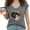 Dark Gray, variant on Women's Blue Black White Crescent Moon Simple Line Font Art S-5XL V-Neck Sleeveless T-Shirt Light Stargazing Outdoor Tank Top