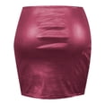 thumbnail image 7 of Leather Pencil Skirt for Women Slimming Faux Leather Side Slit Bodycon Mini Skirt Clubwear, 7 of 7