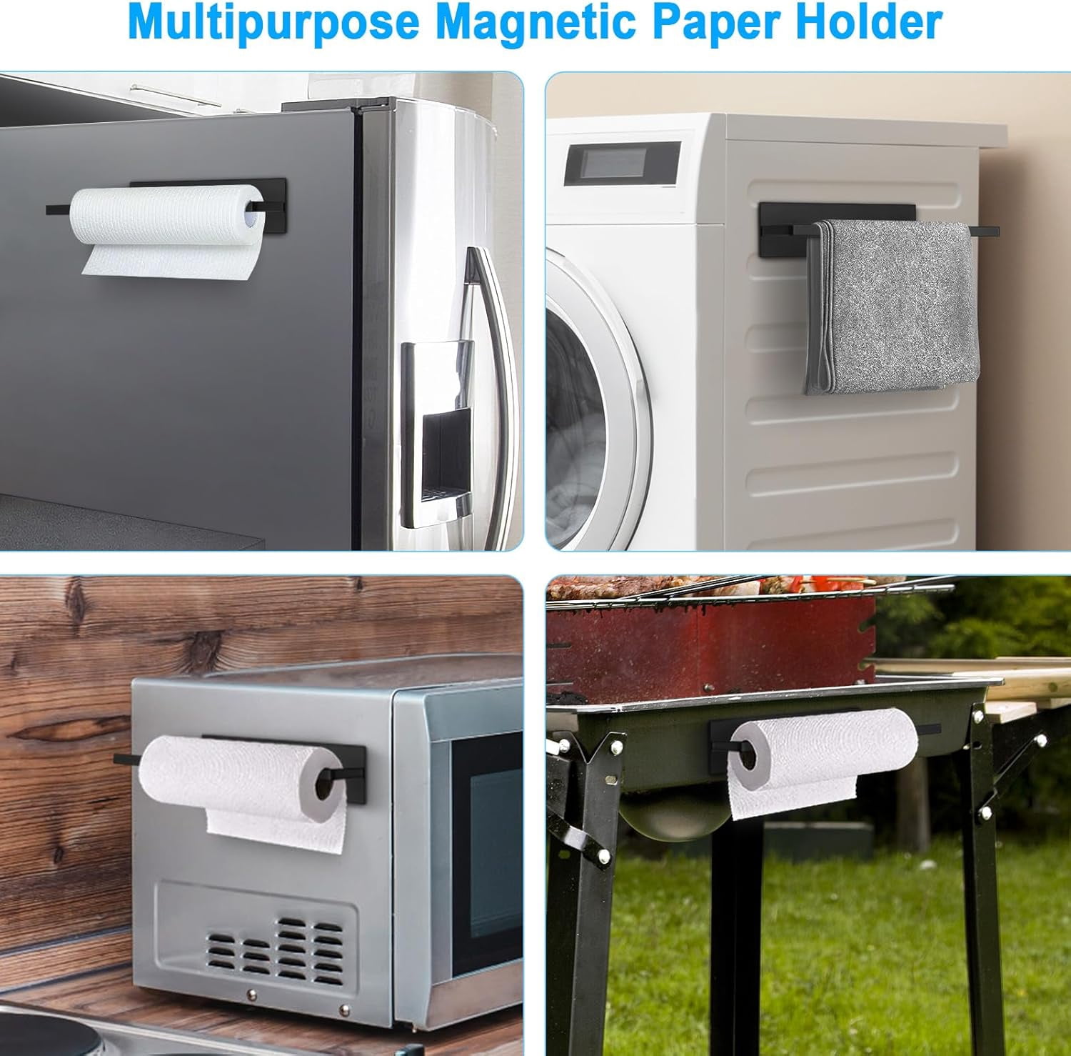 Paper Towel Holder, Magnetic for Fridge, Toilet Paper Roll Holder Magnet Towel Rack Wall Mount Fridge Organizer for Paper Towels Rolls Bathroom Pantry RV Kitchen Storage