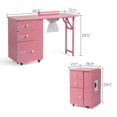 thumbnail image 2 of UBesGoo Foldable Manicure Table Desk with Dust Collector, 2 Drawers, Pink, 2 of 11