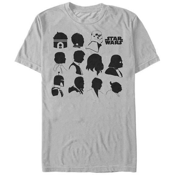 Men's Star Wars Character Silhouettes Graphic Tee Silver 3X Large
