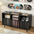 thumbnail image 3 of Large Record Player Stand, Mid Century Turntable Table with Record Storage, Vinyl Record Storage Cabinet, 3 of 7