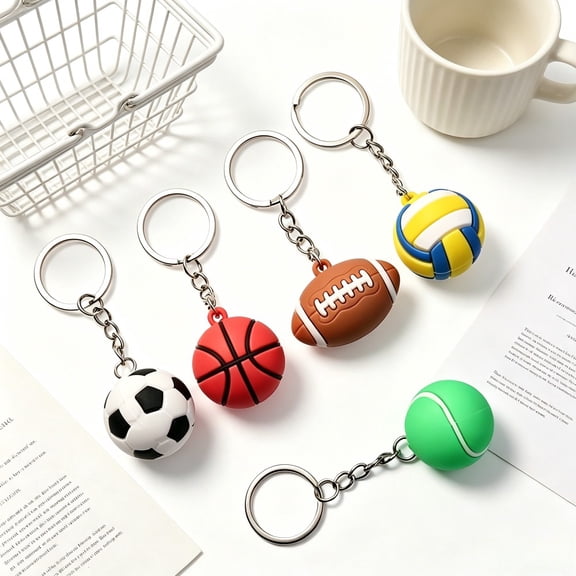 5pcs Realistic Mini Sports Ball Keychain Pendants, The Perfect Gift for Sports Lovers