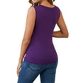 thumbnail image 3 of INSPIRE CHIC Womens 2 Pack Crossover Ruched Maternity Sleeveless Basic Shirt Breastfeeding Tank Nursing Tops Medium Black&Purple, 3 of 6