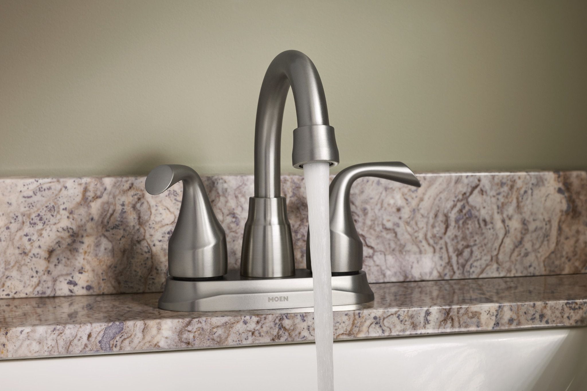 Idora Two-Handle Centerset Bathroom Sink Faucet with Drain Assembly, Spot Resist Brushed Nickel