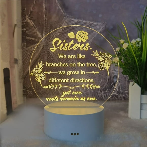 Lámpara de noche LED acrílica 3D | Regalo del Día de la Madre | Lámpara con forma de tarjeta de felicitación y luz blanca cálida | Decoración para mesita de noche | Funciona con USB o pilas