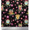 thumbnail image 1 of Soimoi Polyester Crepe Fabric Floral & Owl Cartoon Print Sewing Fabric Yard 52 Inch Wide, 1 of 3