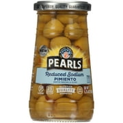 Pearls Reduced Salt Pimiento Stuffed Manzanilla Olives, 5.75 oz Jar. No Major Known Allergens, gluten free