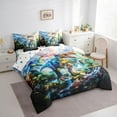 thumbnail image 3 of Manfei Ancient Dinosaur 7-Piece Twin Bedding Sets,Tropical Botanical Coconut Bedding Comforter Set,Rainbow Print Sheet Sets For Kids,Microfiber Bedroom Decor Reversible, 3 of 8