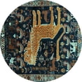 thumbnail image 1 of Ahgly Company Indoor Round Animal Light Blue Traditional Area Rugs, 7' Round, 1 of 4