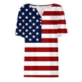 thumbnail image 4 of Vetsdori Fourth of July Shirts for Women 3/4 Sleeve American Flag Pullover Graphic Red White and Blue Independence Day,Casual V-Neck Juniors Tops Fashion, 4 of 5
