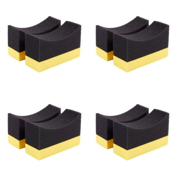 8X Contoured Auto Wheels Brush Sponge Tools Applicator Special for Tire Hub Cleaning Dressing Waxing Polishing