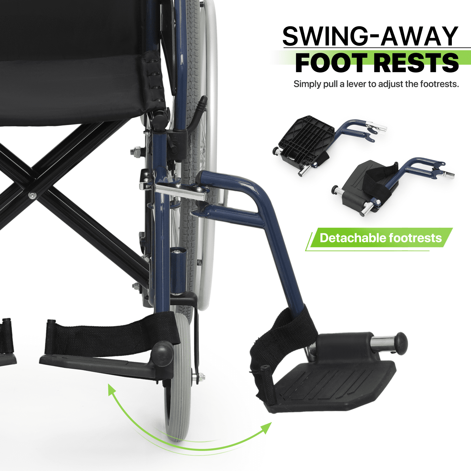 Magshion Self Propelled Foldable Transport Wheelchair, Lightweight Wheelchair with Flip Back Padded Armrests, Detachable Swing-away Footrests and Hand Magshion Self Propelled Foldable Transport Wheelchair, Lightweight Wheelchair with Flip Back Padded Armrests, Detachable Swing-away Footrests and Hand