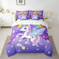 thumbnail image 2 of Erosebridal Cartoon Animal Unicorn Bedding Twin Size,Rainbow Stars Print Bed Set,Dreamy Purple Bedding Sets Twin Size,Super Cozy Room Decorative Reversible,7pcs, 2 of 7