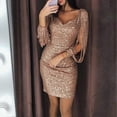 thumbnail image 2 of Women's Casual Dress Sexy Wrap-around V-neck Dresses for Birthday Stage Party Show Dress up, 2 of 5
