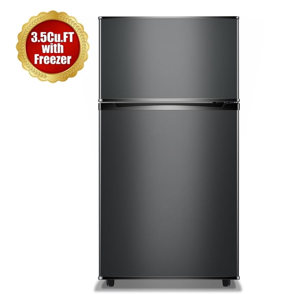 CALLIEVER 3.5 Cu.Ft Mini Fridge with Freezer - Dual-Door Small Refrigerator for Dorm Bedroom,Dark Gray