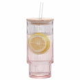 thumbnail image 2 of Mainstays Ribbed Glass Tumbler Pink, 2 of 6