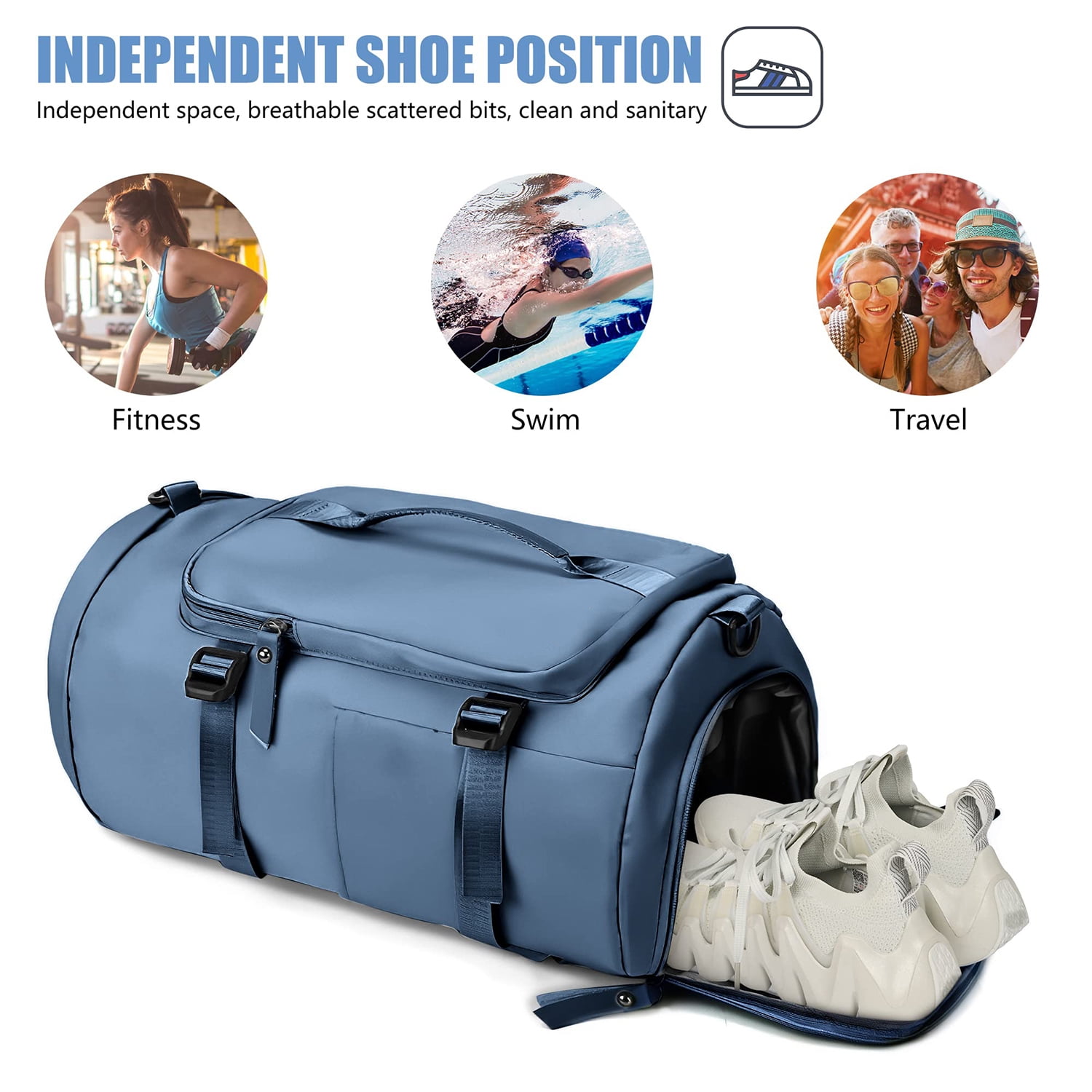 Sports ＆ Travel Foldable Duffle Bag Weekenders for Women Men 35L  Overnight Lightweight Waterproof Duffel Gym Bags with Shoe Poc 並行輸入品  早割クーポン！