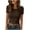 Brown, variant on Crop Tops for Women Short Sleeve Lace Patchwork Stretchy Mini T Shirt Crew Neck Ribbed Knit Slim Fitted Shirts Y2K Summer Fashion Going Out Tops
