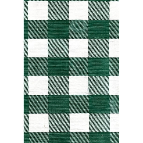 Chf Green White Check Vinyl Patio, 70 Inch Round Tablecloth With Umbrella Hole