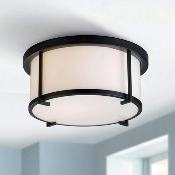 Meomi Lighting 12.4" Indoor Flush Mount Ceiling Light, ETL Listed Modern Lighting Fixture for Living Room, Bedroom, Hallway, Matt Black