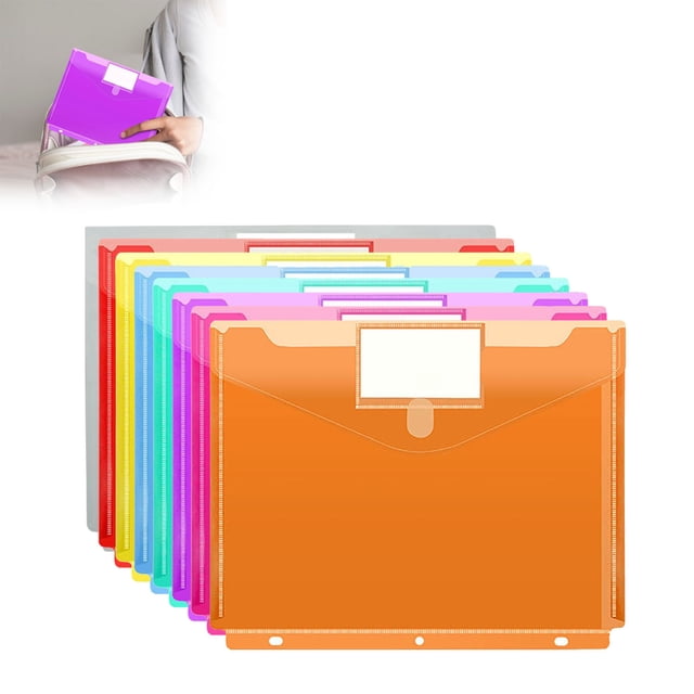 Meitianfacai A4 Document Folder 1pc, 3-Hole Punched File Pouch, Office Organizer, office Supply, Labeled File Holder, Snap Closure Folder, Portable Document Organizer, Clear Window File Folder