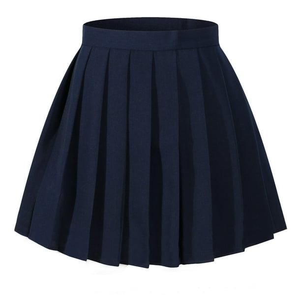 Beautifulfashionlife Falda Azul Marino para Mujer Minifaldas Plisadas Uniformes (2XL Azul Marino)