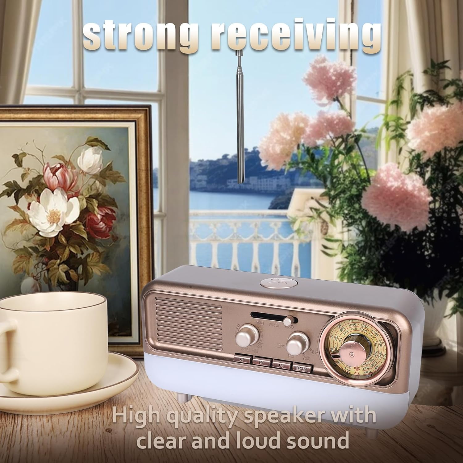 MUSICOZY Retro Portable Radio AM FM SW Shortwave Radio with Colorful Ambient Light, Vintage Bluetooth Music Player Battery Operated, Retro Sound Machine, SUB Charging, TF Card