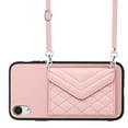 thumbnail image 4 of for iPhone XR Slim Case with Card Holders and Strap for Women, iPhone XR Phone Case Wallet PU Leather Kickstand RFID Blocking Flip Shockproof Wallet Case - Pink, 4 of 11