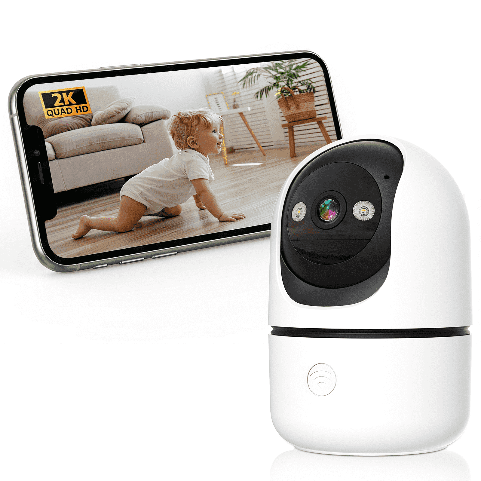 Kazilan Baby Monitor, 2K Nanny/Pet Camera, 2.4G/5GHz WiFi Indoor Camera for Home Security, Two-Way Talk, Color Night Vision, AI Motion Detection, Siren Alarm