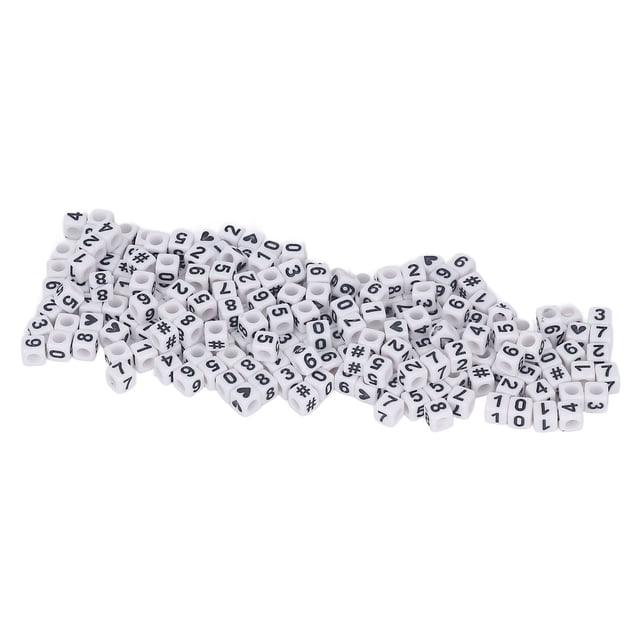 300 cuentas acrílicas con números blancos de 0.276 x 0.276 in, cuentas acrílicas para hacer joyas, pulseras, decoraciones