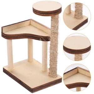 OULII 1Pcs Mini House Cat Tree Decor for Home Decoration in Khaki Color