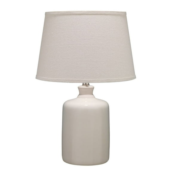 J&D Designs Transitional Glass Jar Table Lamp with Tapered Shade in Cream