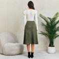 thumbnail image 5 of Faux Suede Midi Skirt for Women Vintage High Waisted A-Line Trendy Fall Winter Business Causal Skirts S, 5 of 8