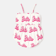thumbnail image 4 of Barbie Baby Girls 1pc 95% Cotton Allover Letter Print Bow Front Cami Romper Size 0-24 Months, 4 of 10