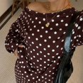 thumbnail image 4 of WULMLEO Women's 2 Piece Sets Polka Dots One Shoulder Loose Sweatshirt and Wide Leg Sweatpants Outfits 2026 Casual Trendy Suit Outfits Coffee S, 4 of 4