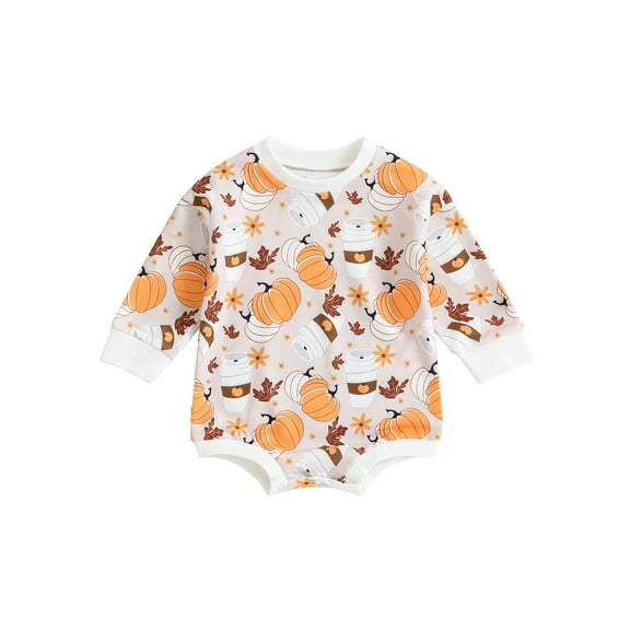 Wassery Baby Boys Girls Halloween Outfit 3 6 12 18 24 Months Infant Pumpkin Ghost Long Sleeve Romper Bodysuit My 1st Halloween Clothes 0-24M Newborn Autumn Winter Sweatshirts