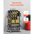 thumbnail image 6 of VEVOR 5-tier Tool Organizer Cart with Charging Station, 8 AC Outlet, Floor Stand Rolling Drill Holder and Tool Battery Storage Rack on Wheels, Garage Floor Rolling Storage Cart for Workshop, Garage, 6 of 9