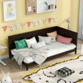 thumbnail image 3 of Twin Size Daybed, Wood Low Bed Sofa Bed Frame with Headboard and Sideboard, Floor Bed with Slats Support for Kids Room, Bedroom, Living Room, Dual-use Modern Sofa Bed for Teens Adults, Espresso, 3 of 9