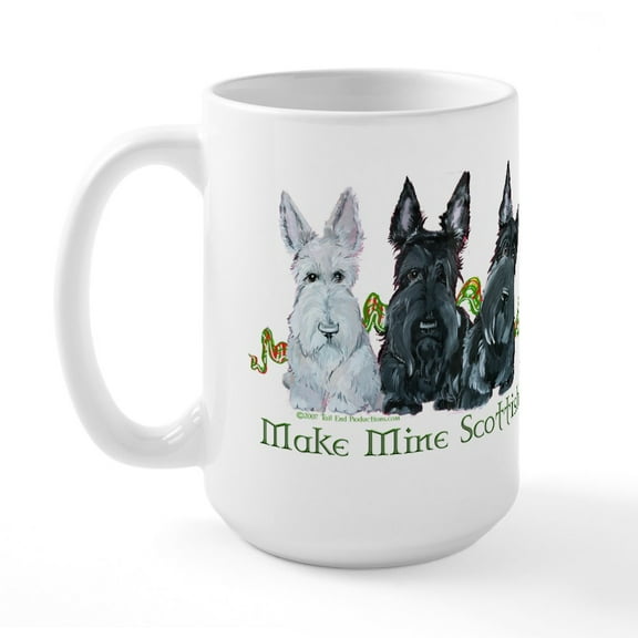 CafePress - Scottish Terrier Trio Large Mug - 15 oz Ceramic Large White Nolvety Mug