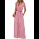 thumbnail image 2 of Conjuntos de Dos Piezas de Verano para Mujer 2025, Top Corto con Cinturón, Mangas y Cuello en V, Pantalones Anchos, Chándal Informal. Rosa L, 2 of 8