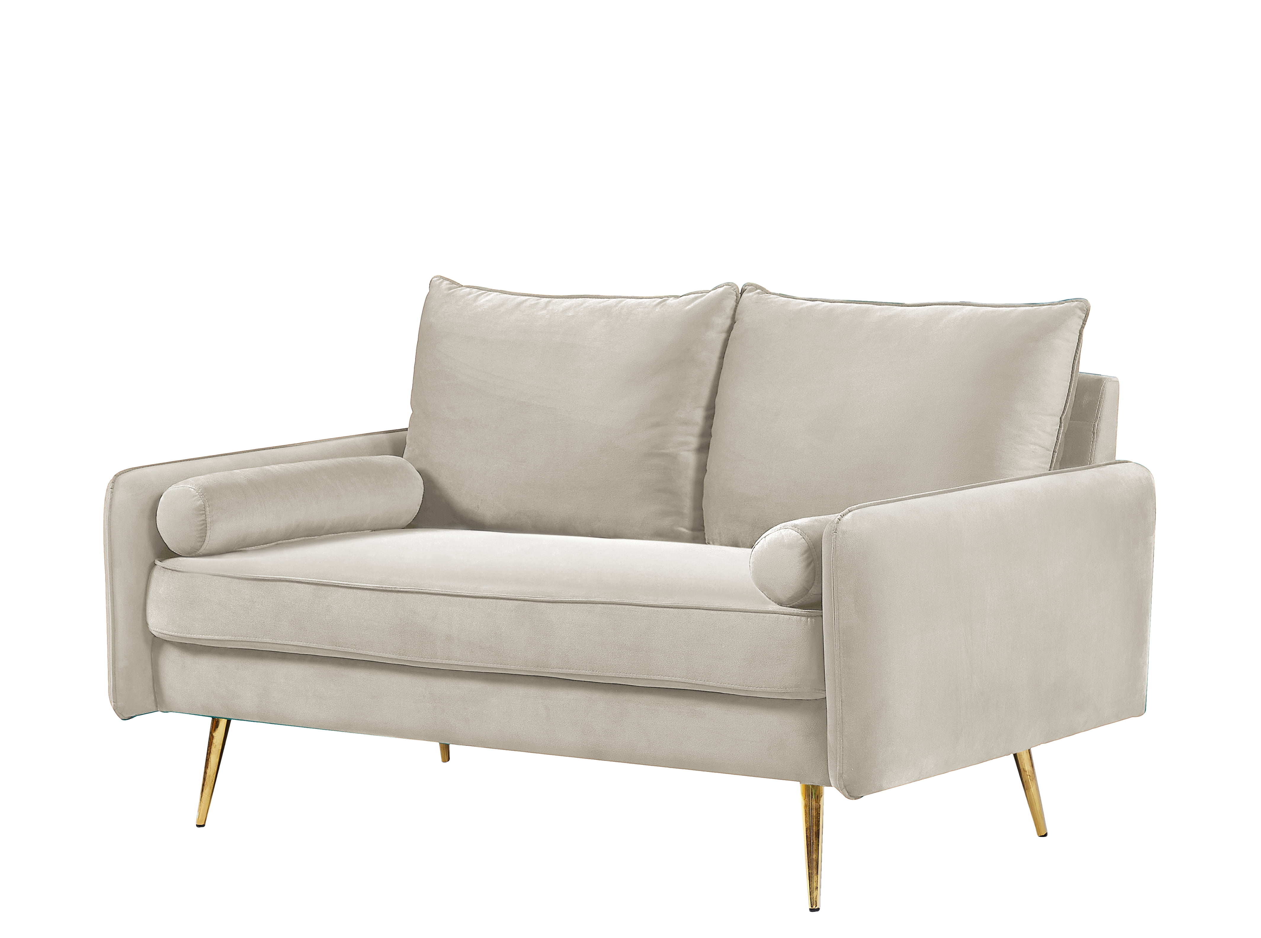Uspridefurniture Villeda 58''W Polyester Square Arms Loveseat, Ivory