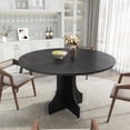 thumbnail image 2 of Kojooin 47 Inch Round Dining Table for 4-6 People, Rustic Farmhouse Wood Circle Kitchen Table with Pedestal Base for Small Spaces, 2 of 7