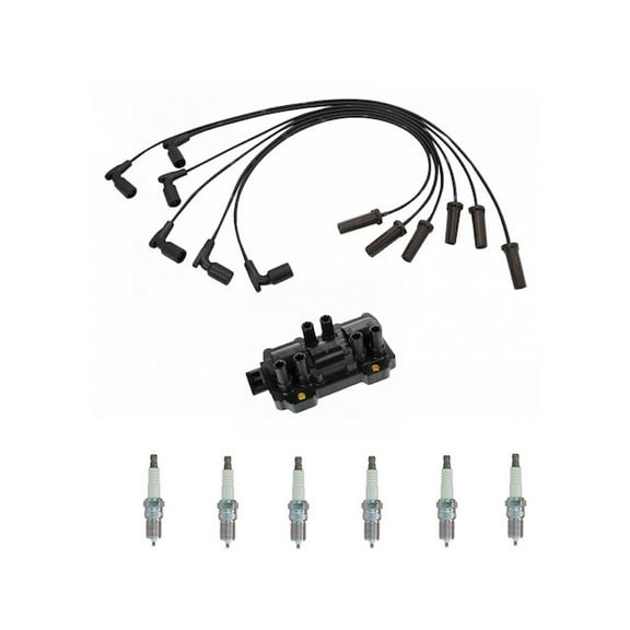 Ignition Coil Spark Plug and Wire Set 8 Piece - Compatible with 2007 - 2013 Chevy Silverado 1500 4.3L V6 2008 2009 2010 2011 2012