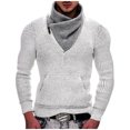 thumbnail image 1 of Jumpers for Men UK Knitted Sweaters Cowl Neck Autumn Winter Warm Pullover Sweater Sale Clearance Long Sleeve Knit Solid Turtle Neck Nordic Jumper with Pocket Size 8-18, 1 of 6