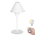 thumbnail image 1 of FSLiving Table lamp with Rechargeable Battery Operated Light Bulb by Remote, Wireless Timer RGBW Bedside Reading Light Simple Downward White Desk Lamp for Bedroom, Console, End Table, 1 Light, 1 of 7